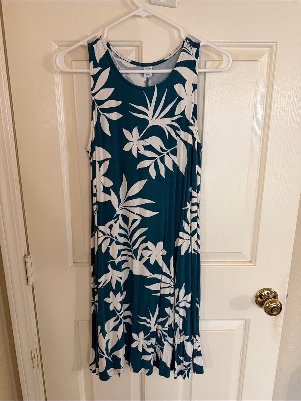 Old Navy Teal & White Floral Swing Dress